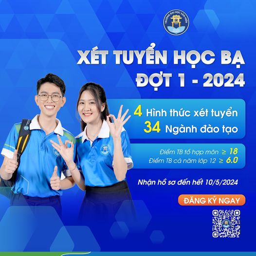 THÔNG BÁO TUYỂN SINH ĐẠI HỌC CHÍNH QUY ĐỢT 01 NĂM 2024 THEO KẾT QUẢ HỌC BẠ THPT